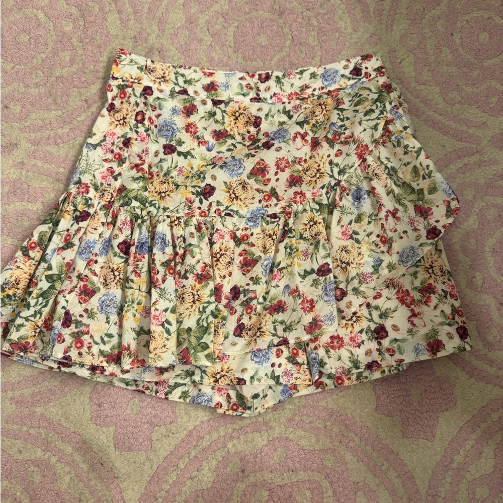 Floral Skirt with Ruffle Hem